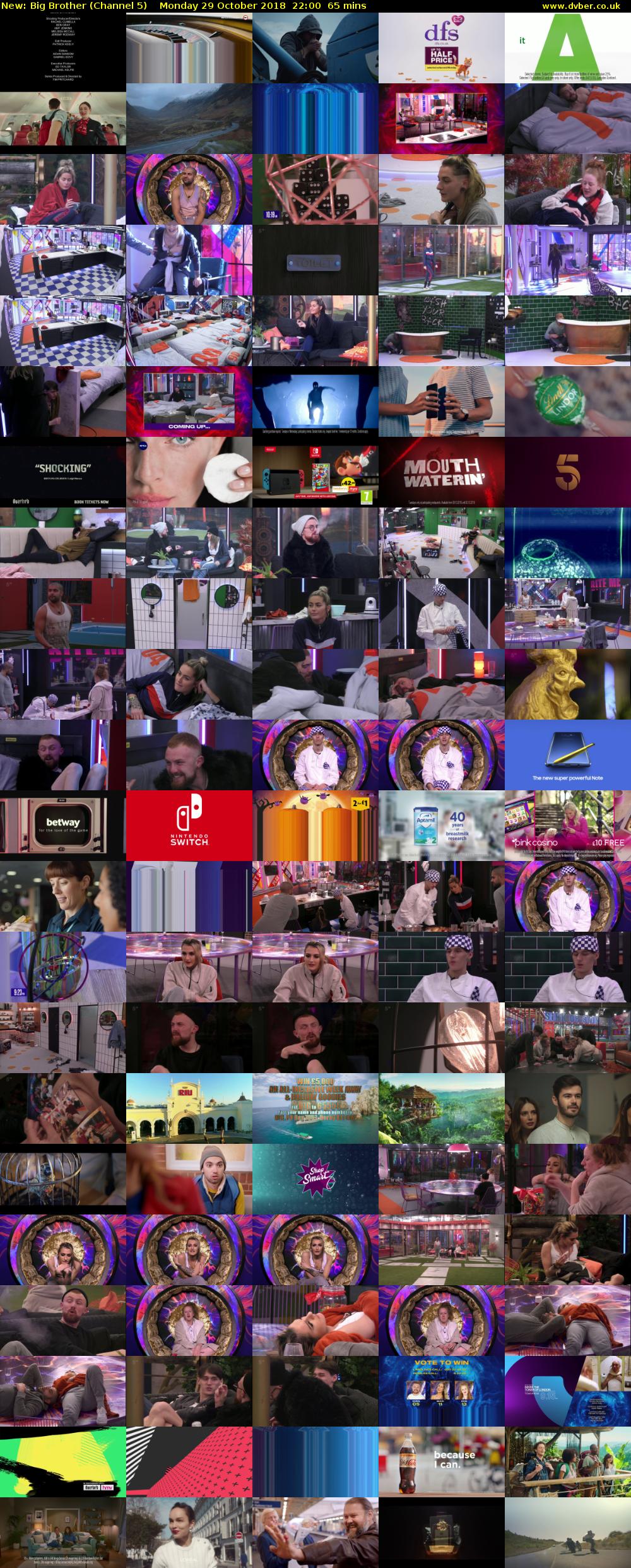 Big Brother (Channel 5) Monday 29 October 2018 22:00 - 23:05