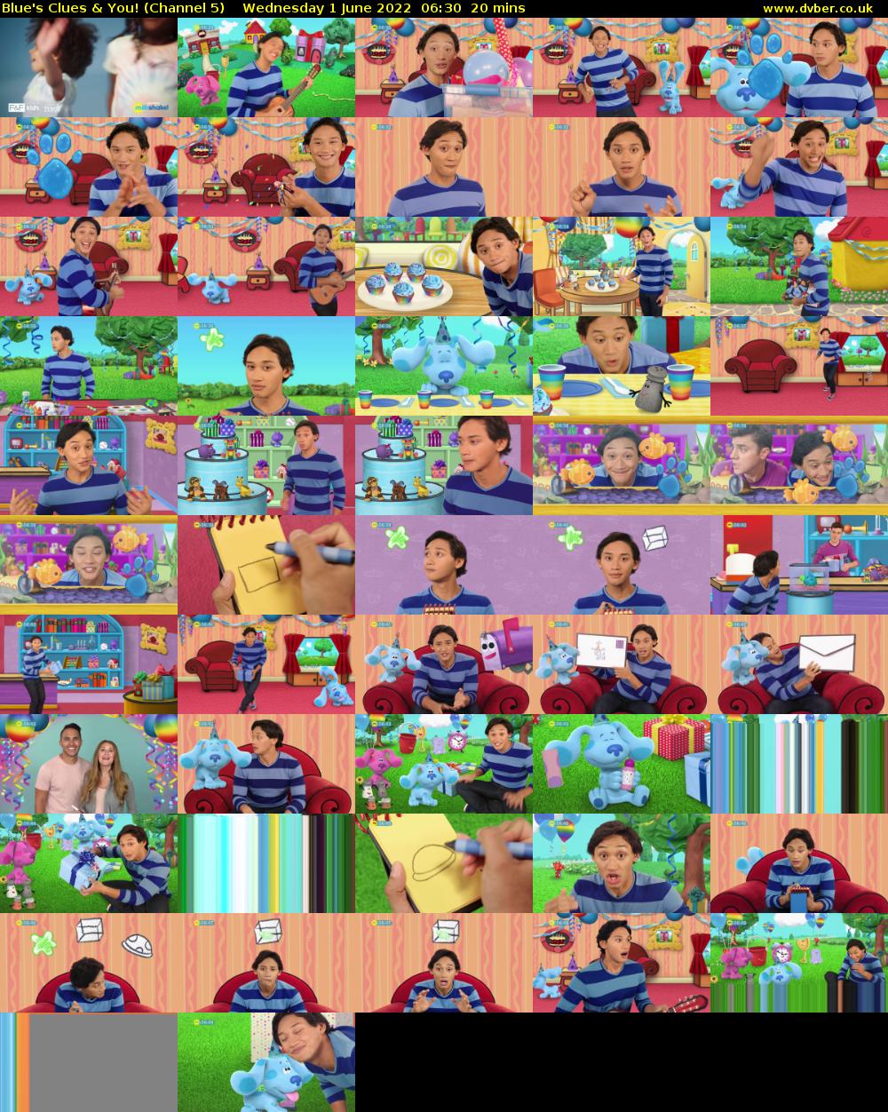 Blue's Clues & You! (Channel 5) Wednesday 1 June 2022 06:30 - 06:50