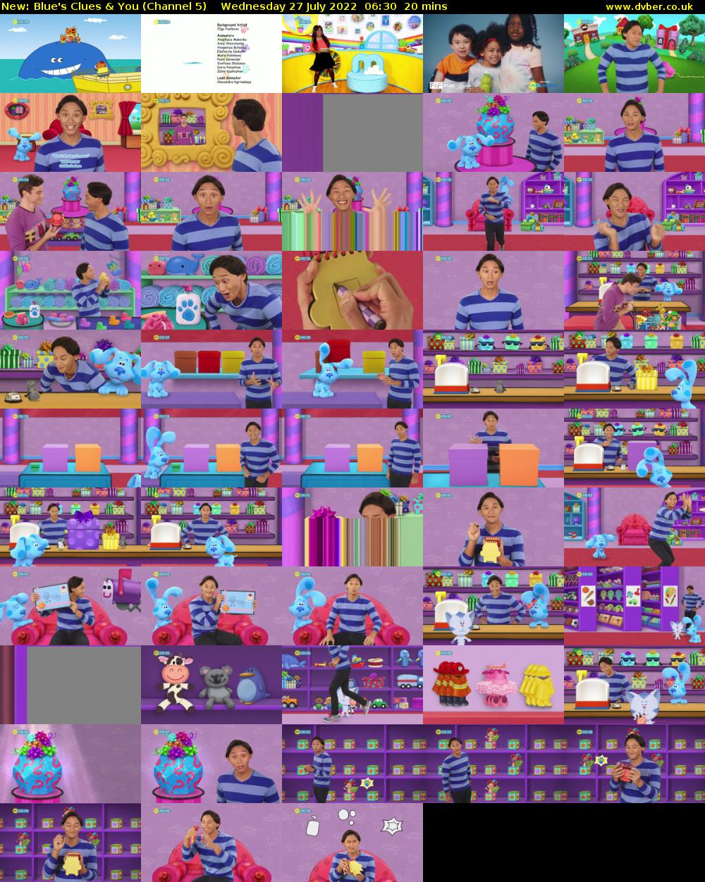 Blue's Clues & You (Channel 5) Wednesday 27 July 2022 06:30 - 06:50