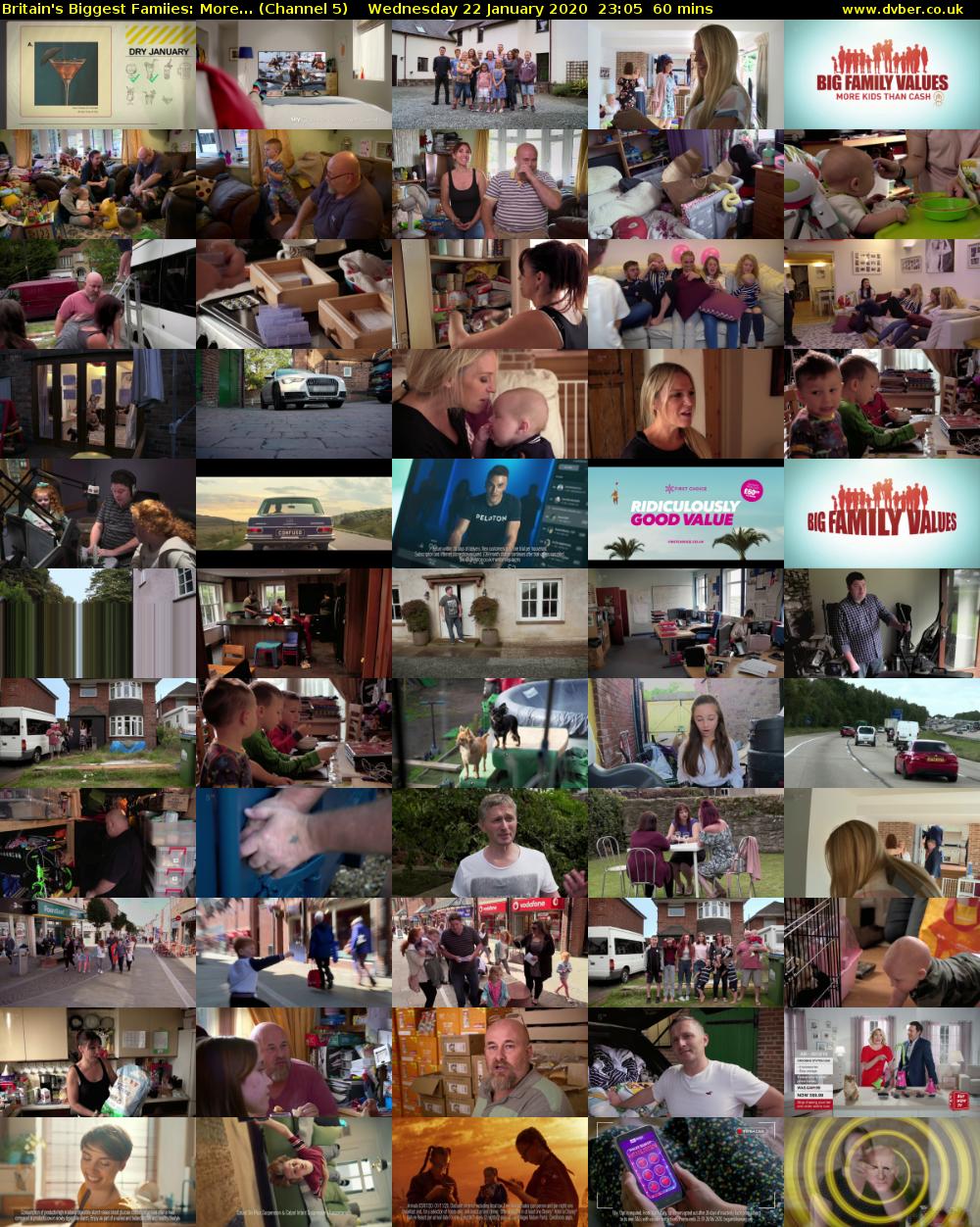 Britain's Biggest Famiies: More... (Channel 5) Wednesday 22 January 2020 23:05 - 00:05