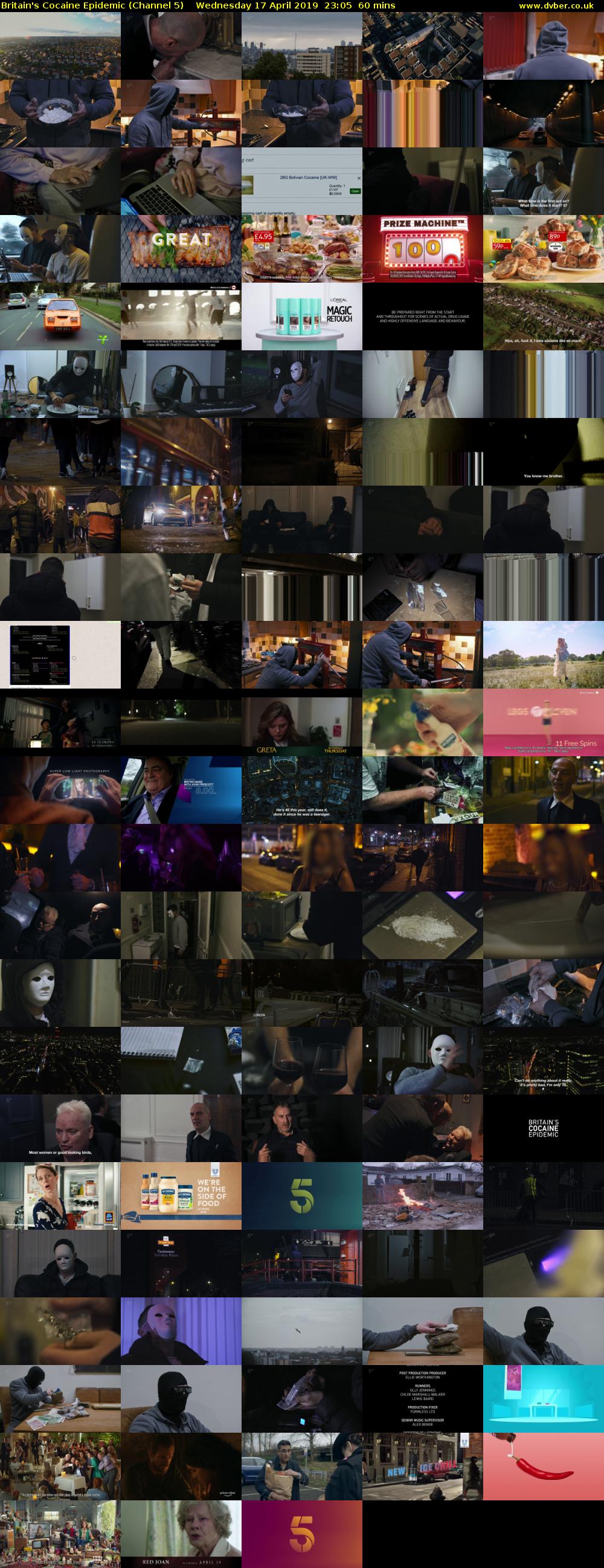 Britain's Cocaine Epidemic (Channel 5) Wednesday 17 April 2019 23:05 - 00:05