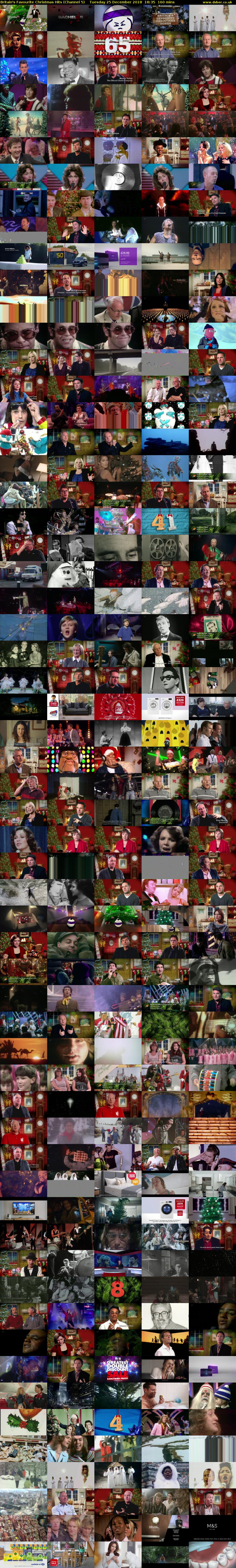 Britain's Favourite Christmas Hits (Channel 5) Tuesday 25 December 2018 18:35 - 21:15