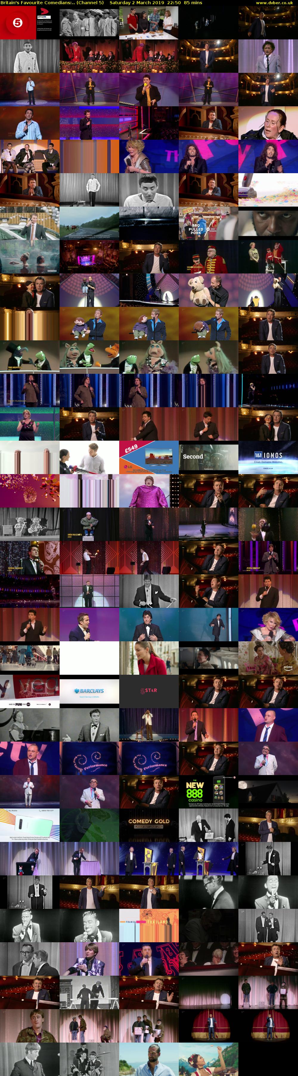 Britain's Favourite Comedians:.. (Channel 5) Saturday 2 March 2019 22:50 - 00:15