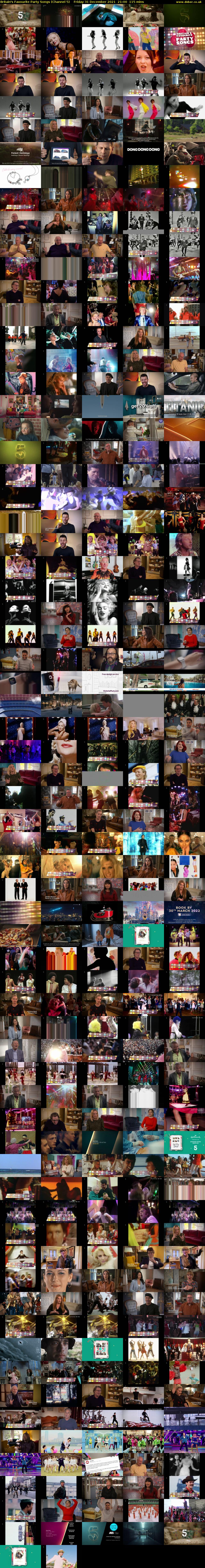Britain's Favourite Party Songs (Channel 5) Friday 31 December 2021 21:00 - 22:55