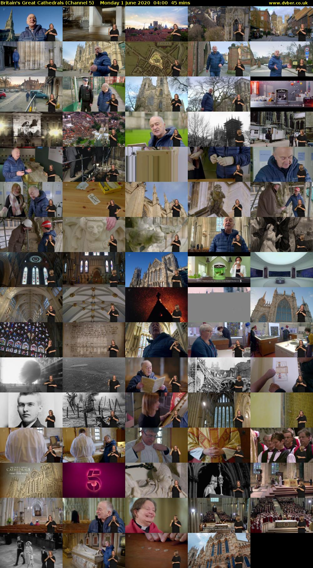 Britain's Great Cathedrals (Channel 5) Monday 1 June 2020 04:00 - 04:45