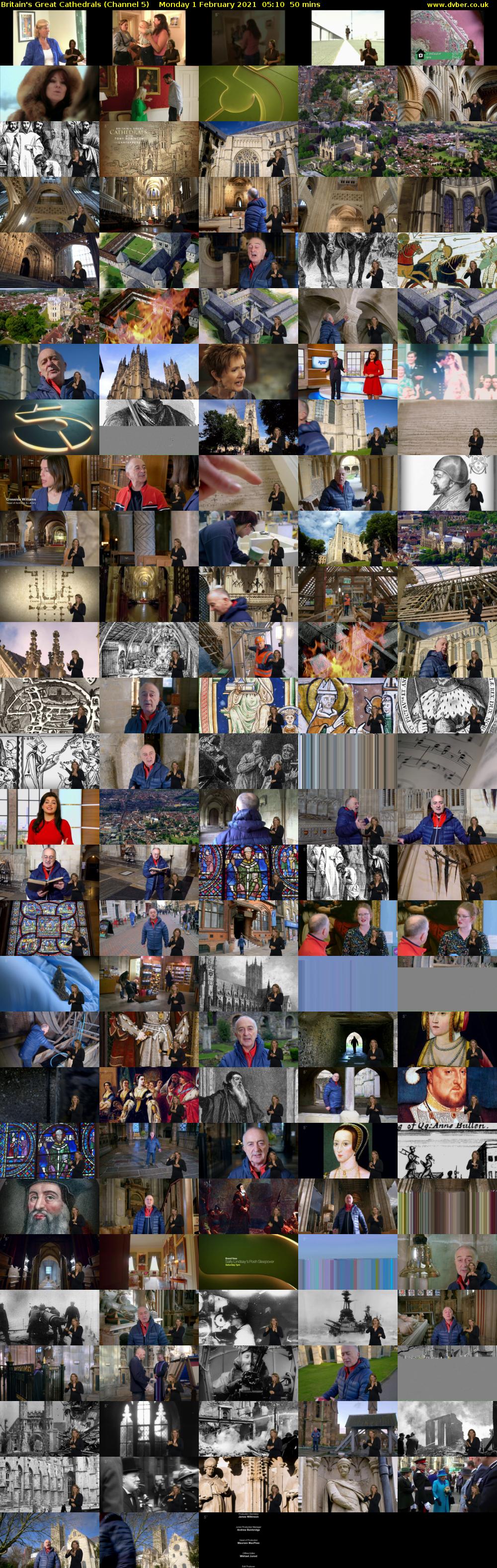 Britain's Great Cathedrals (Channel 5) Monday 1 February 2021 05:10 - 06:00