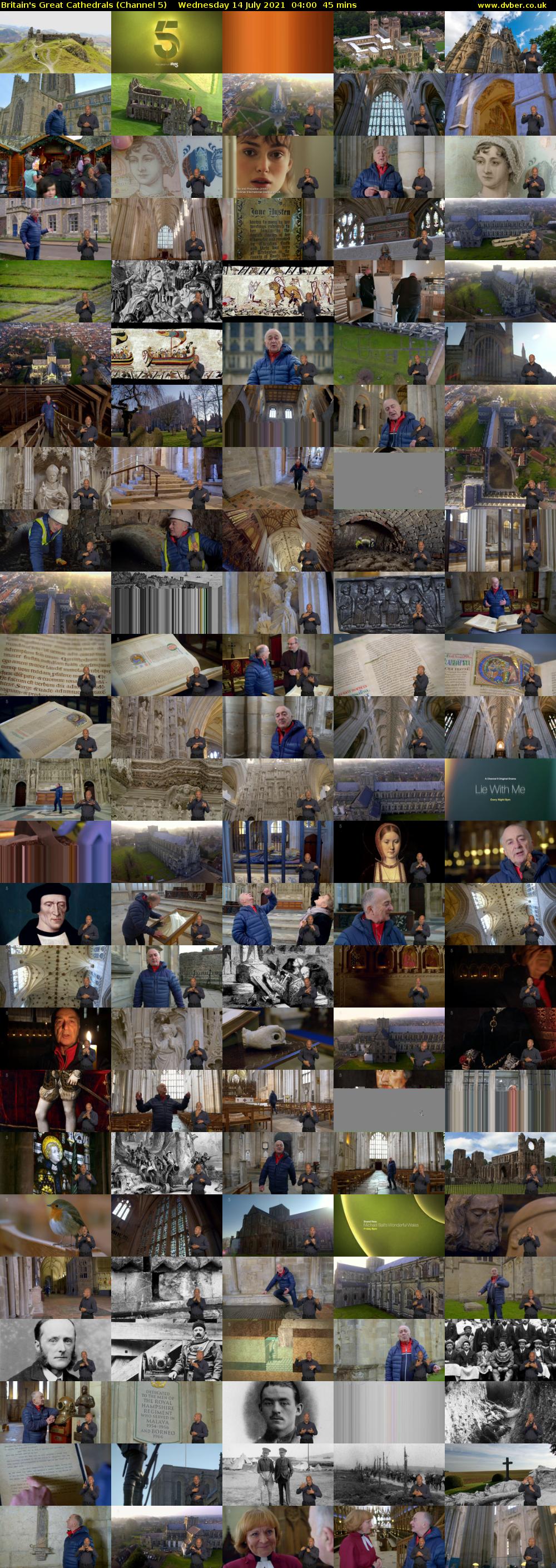 Britain's Great Cathedrals (Channel 5) Wednesday 14 July 2021 04:00 - 04:45
