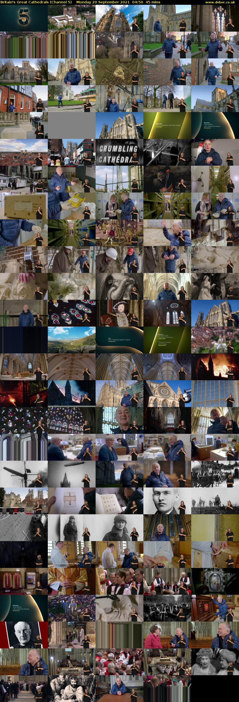 Britain's Great Cathedrals (Channel 5) Monday 20 September 2021 04:50 - 05:35