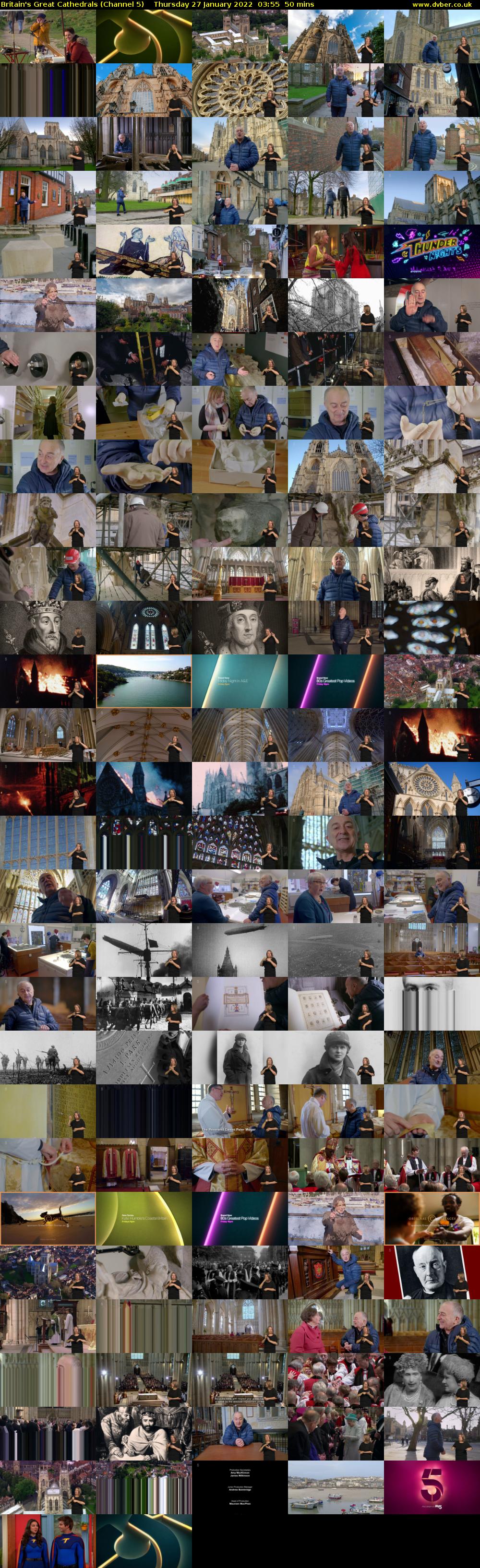 Britain's Great Cathedrals (Channel 5) Thursday 27 January 2022 03:55 - 04:45