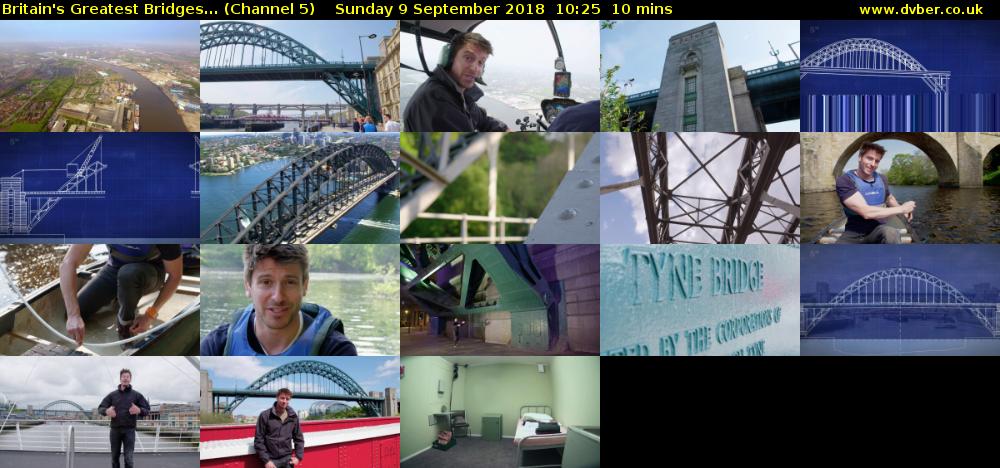 Britain's Greatest Bridges... (Channel 5) Sunday 9 September 2018 10:25 - 10:35
