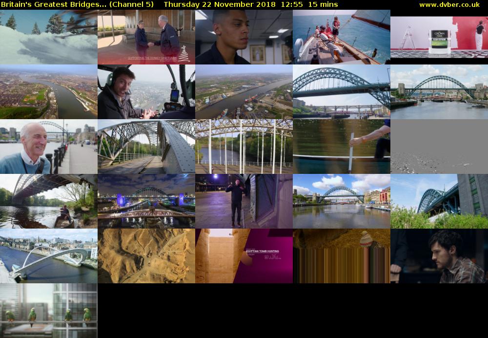 Britain's Greatest Bridges... (Channel 5) Thursday 22 November 2018 12:55 - 13:10