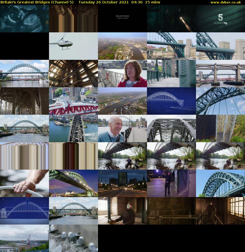 Britain's Greatest Bridges (Channel 5) Tuesday 26 October 2021 04:30 - 04:45