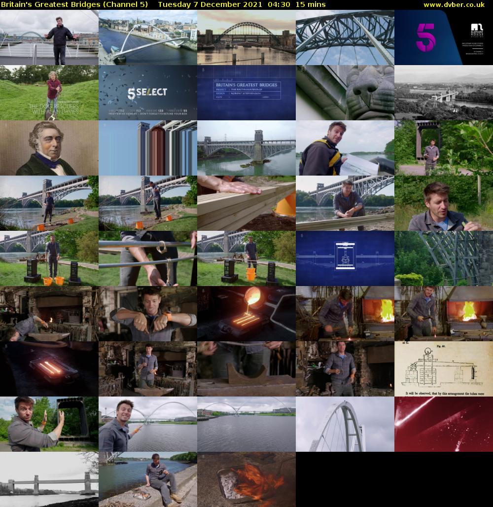 Britain's Greatest Bridges (Channel 5) Tuesday 7 December 2021 04:30 - 04:45