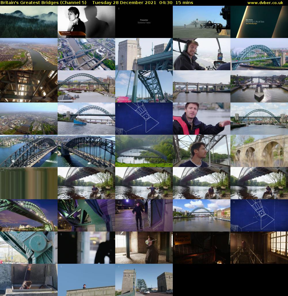 Britain's Greatest Bridges (Channel 5) Tuesday 28 December 2021 04:30 - 04:45