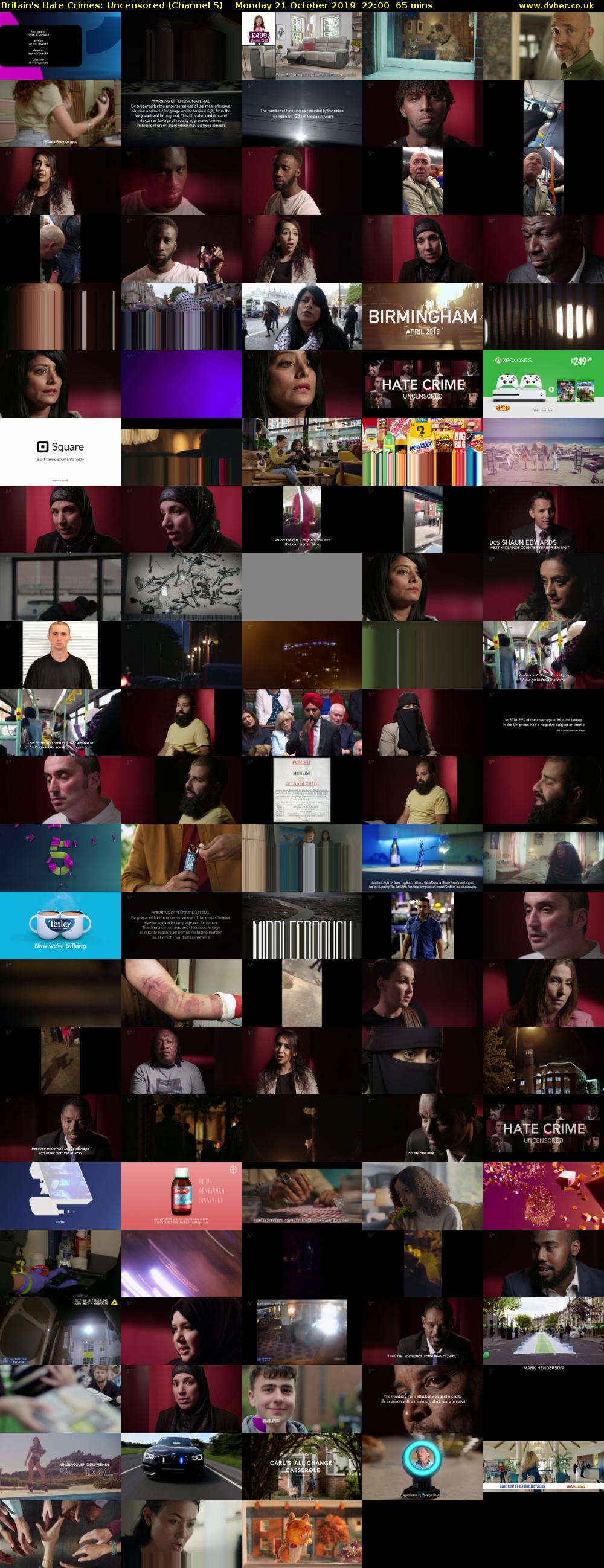 Britain's Hate Crimes: Uncensored (Channel 5) Monday 21 October 2019 22:00 - 23:05
