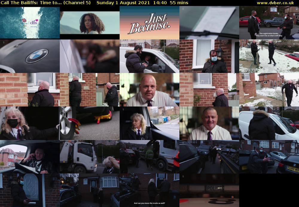 Call The Bailiffs: Time to... (Channel 5) Sunday 1 August 2021 14:40 - 15:35