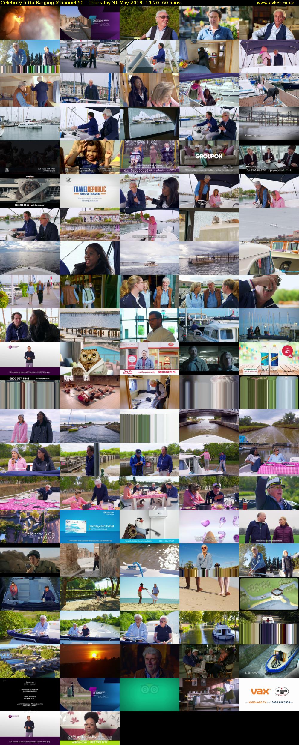 Celebrity 5 Go Barging (Channel 5) Thursday 31 May 2018 14:20 - 15:20