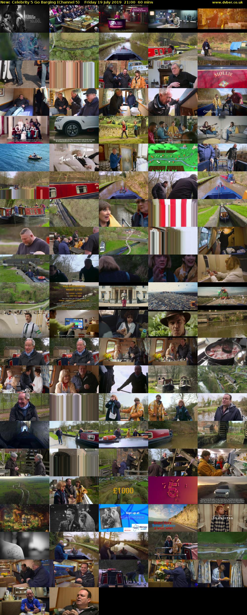 Celebrity 5 Go Barging (Channel 5) Friday 19 July 2019 21:00 - 22:00