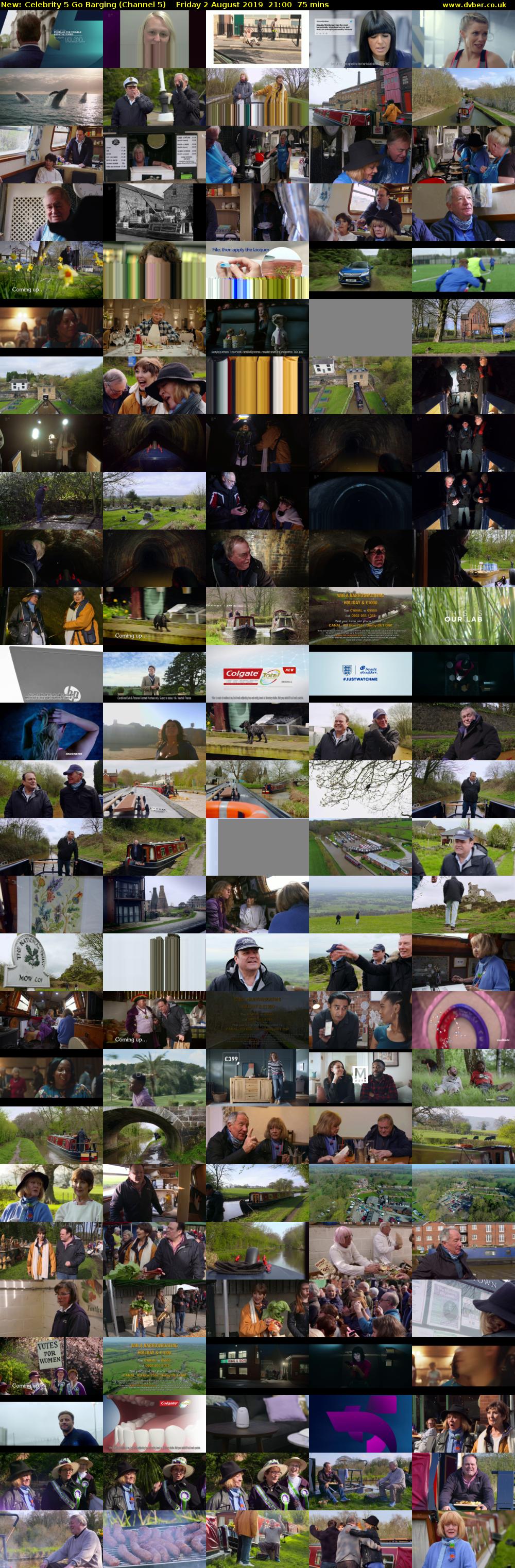 Celebrity 5 Go Barging (Channel 5) Friday 2 August 2019 21:00 - 22:15