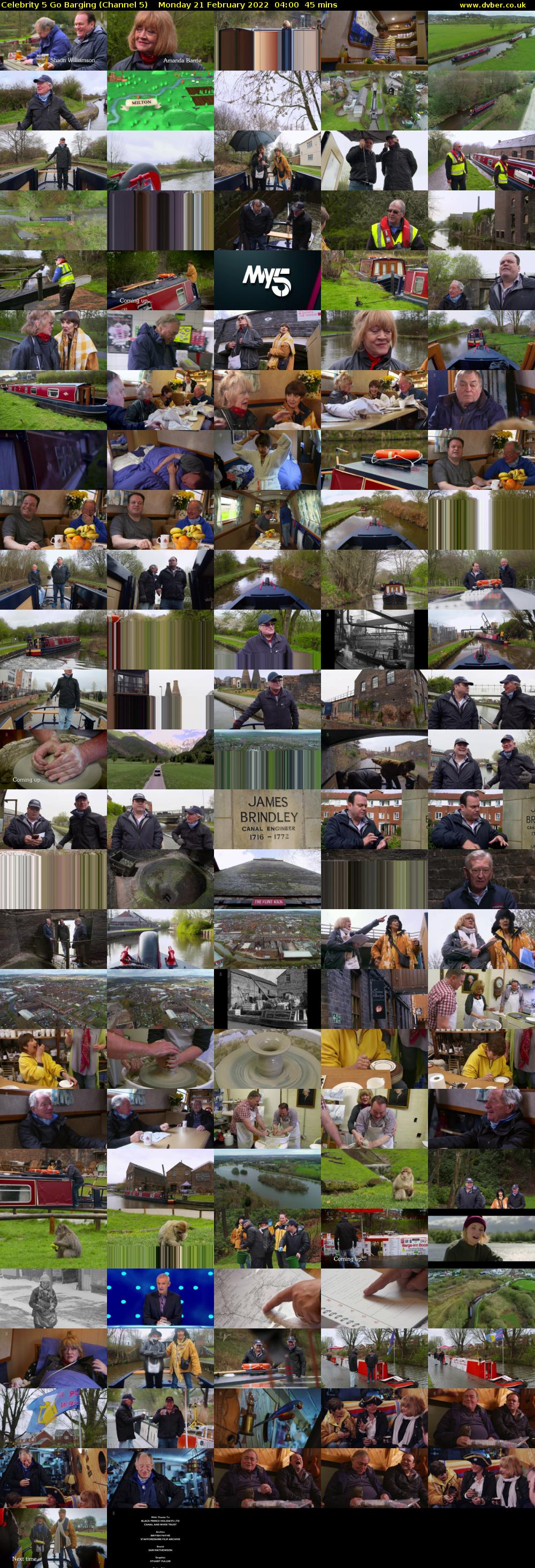 Celebrity 5 Go Barging (Channel 5) Monday 21 February 2022 04:00 - 04:45