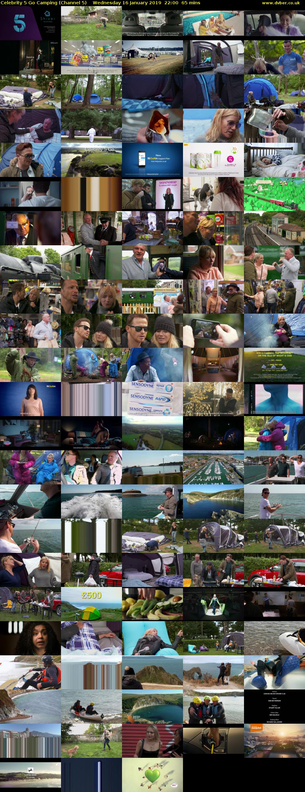 Celebrity 5 Go Camping (Channel 5) Wednesday 16 January 2019 22:00 - 23:05