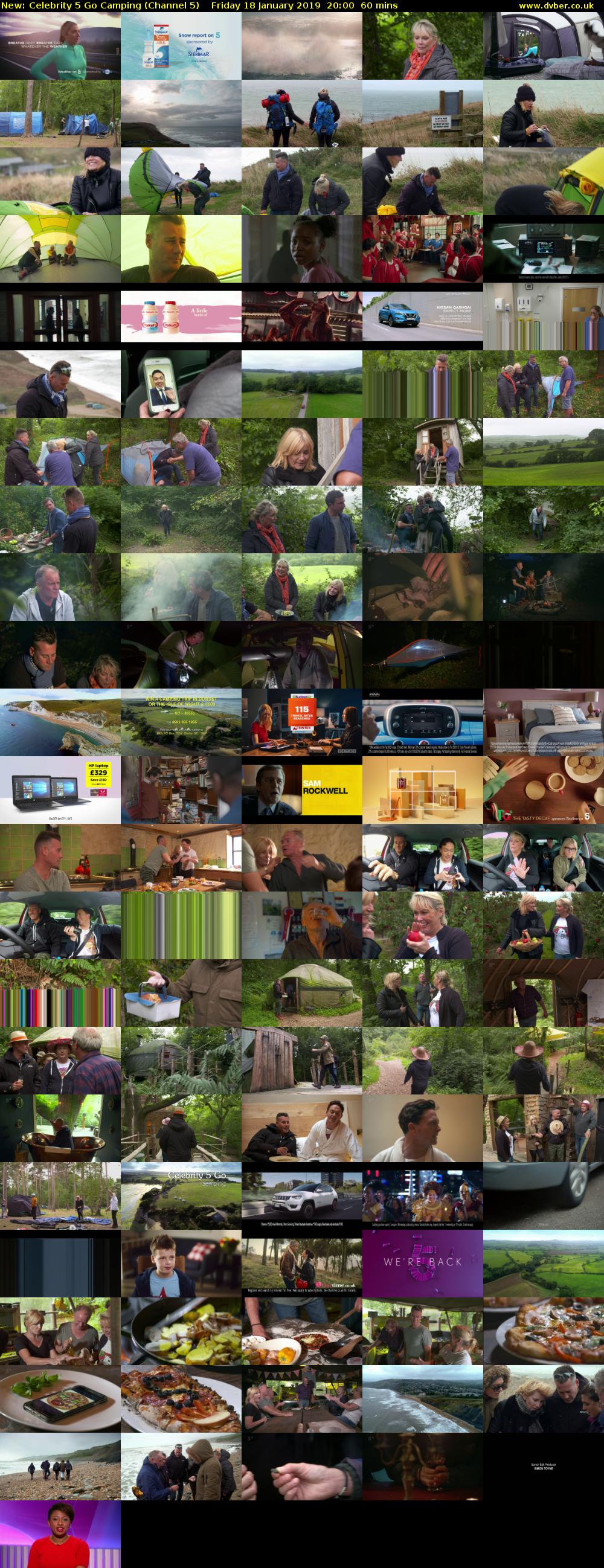Celebrity 5 Go Camping (Channel 5) Friday 18 January 2019 20:00 - 21:00
