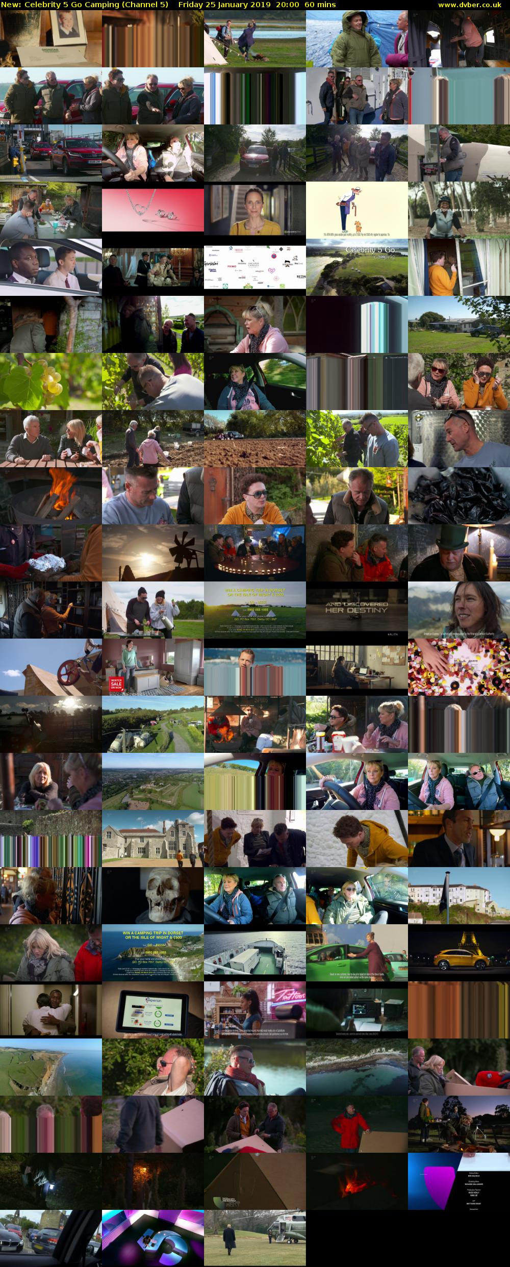 Celebrity 5 Go Camping (Channel 5) Friday 25 January 2019 20:00 - 21:00