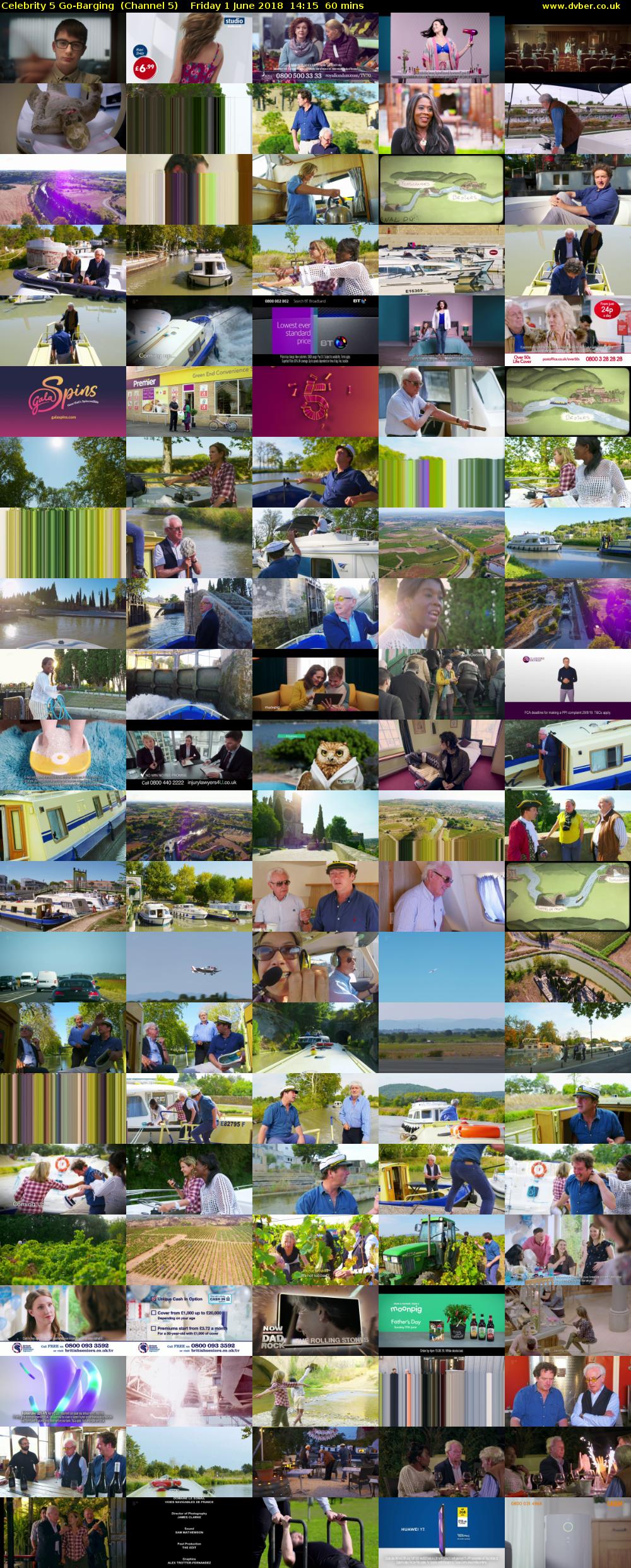 Celebrity 5 Go-Barging  (Channel 5) Friday 1 June 2018 14:15 - 15:15