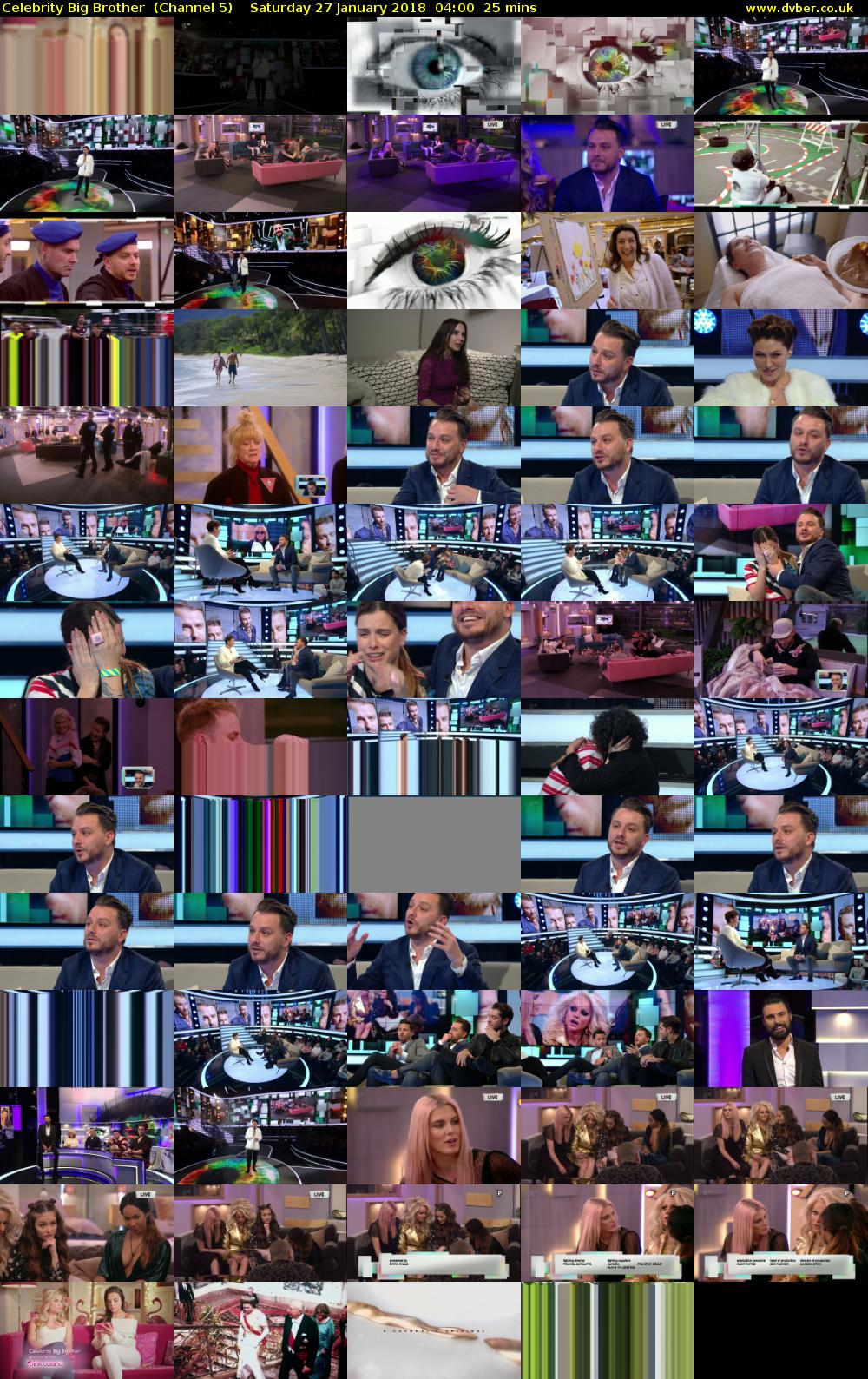 Celebrity Big Brother  (Channel 5) Saturday 27 January 2018 04:00 - 04:25