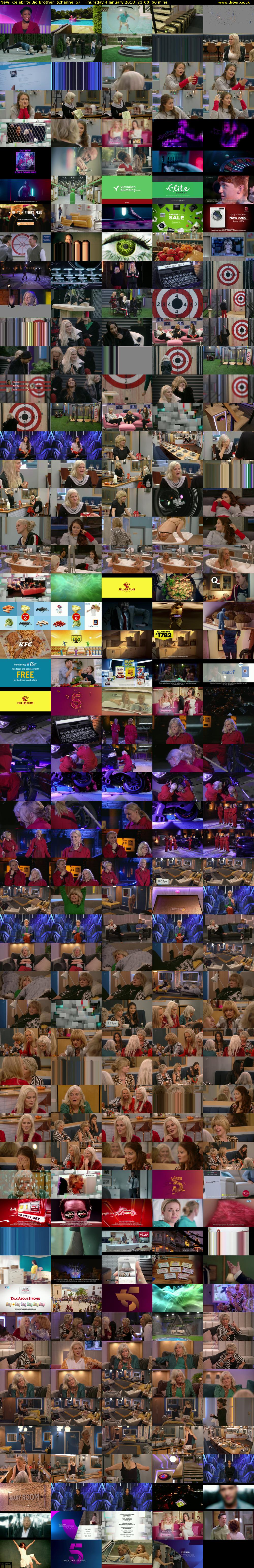 Celebrity Big Brother (Channel 5) Thursday 4 January 2018 21:00 - 22:00