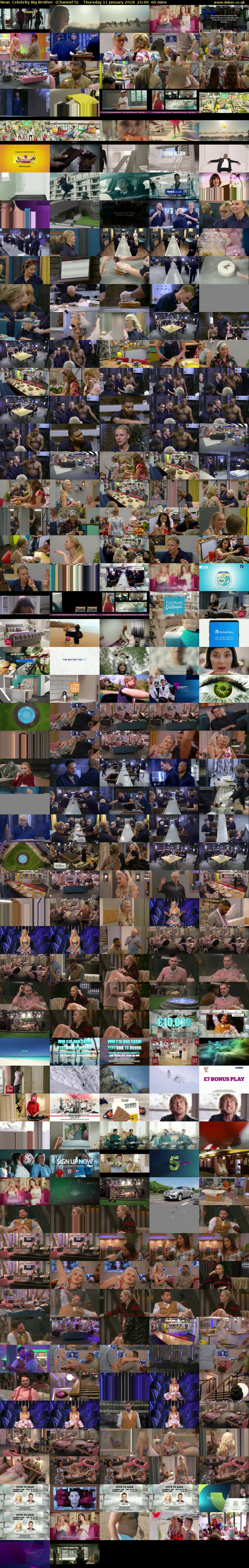 Celebrity Big Brother (Channel 5) Thursday 11 January 2018 21:00 - 22:00