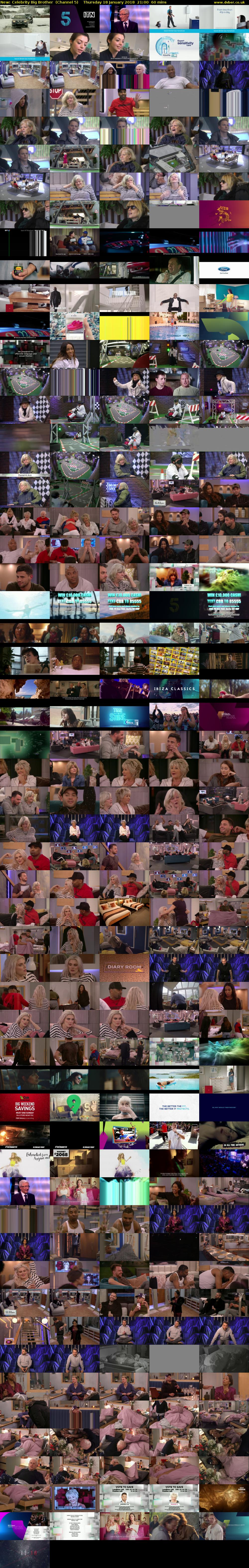 Celebrity Big Brother (Channel 5) Thursday 18 January 2018 21:00 - 22:00