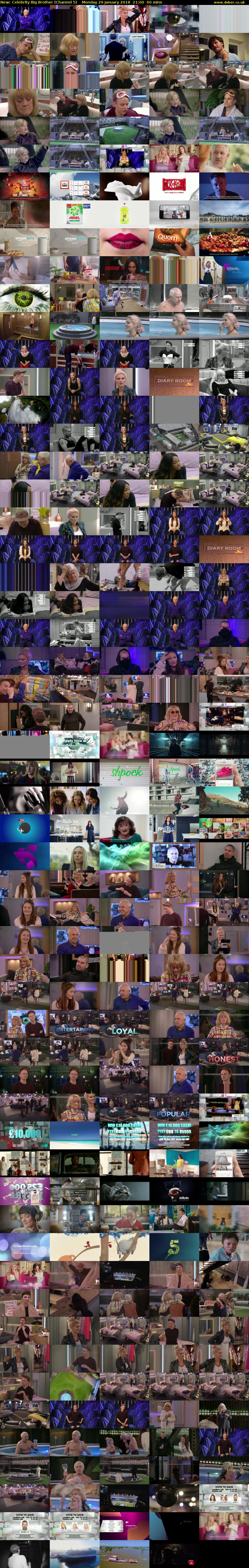 Celebrity Big Brother (Channel 5) Monday 29 January 2018 21:00 - 22:00