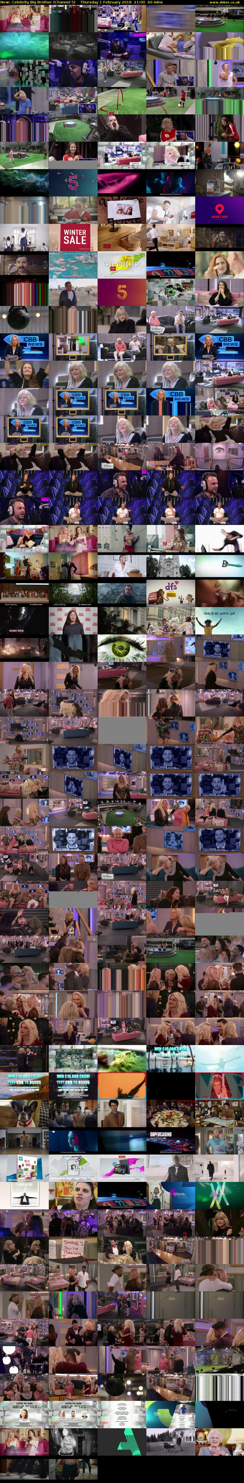 Celebrity Big Brother (Channel 5) Thursday 1 February 2018 21:00 - 22:00