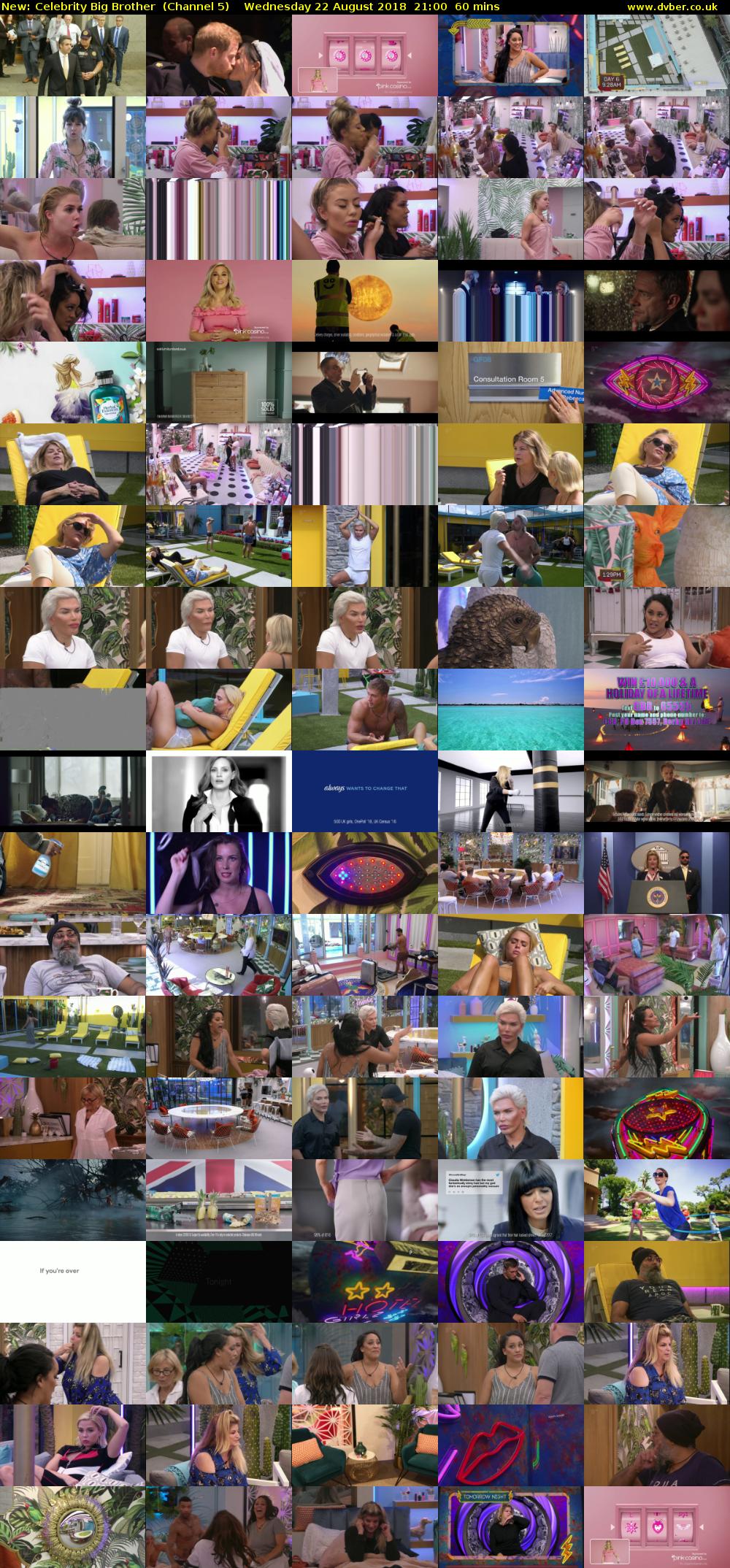 Celebrity Big Brother (Channel 5) Wednesday 22 August 2018 21:00 - 22:00