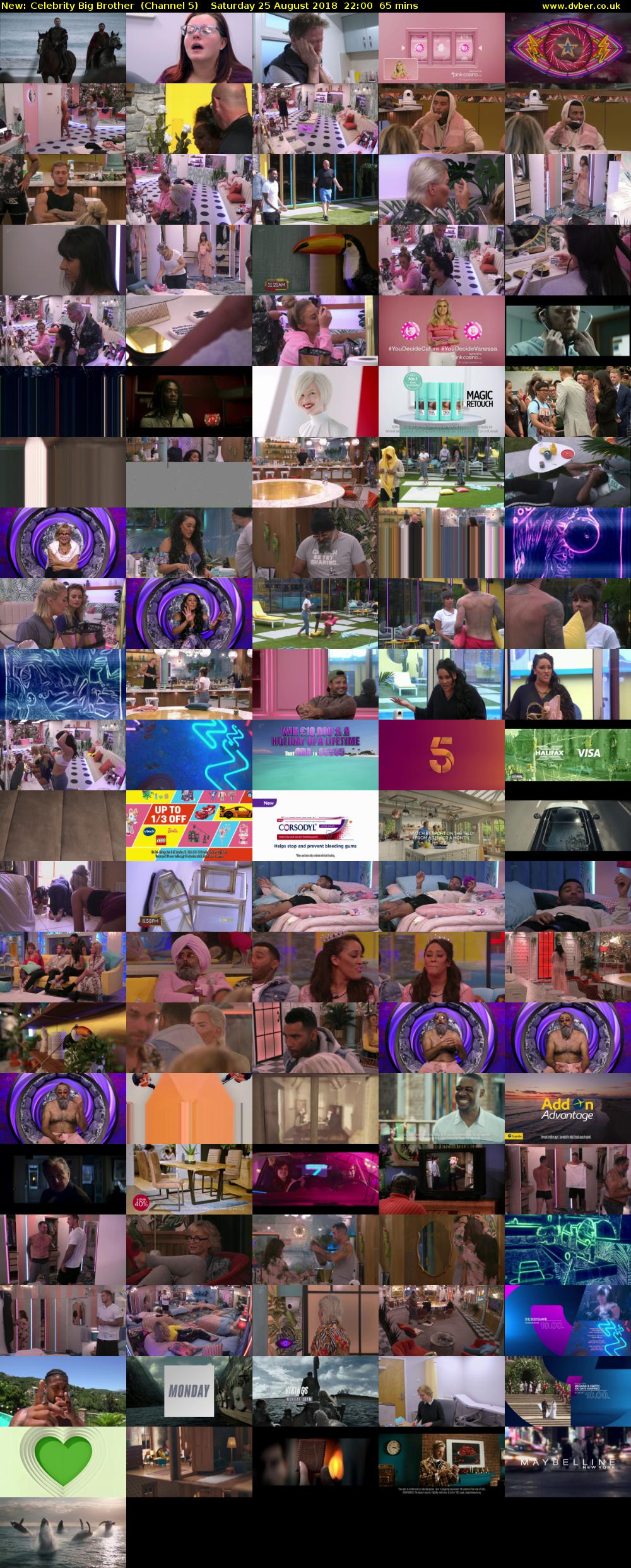 Celebrity Big Brother (Channel 5) Saturday 25 August 2018 22:00 - 23:05