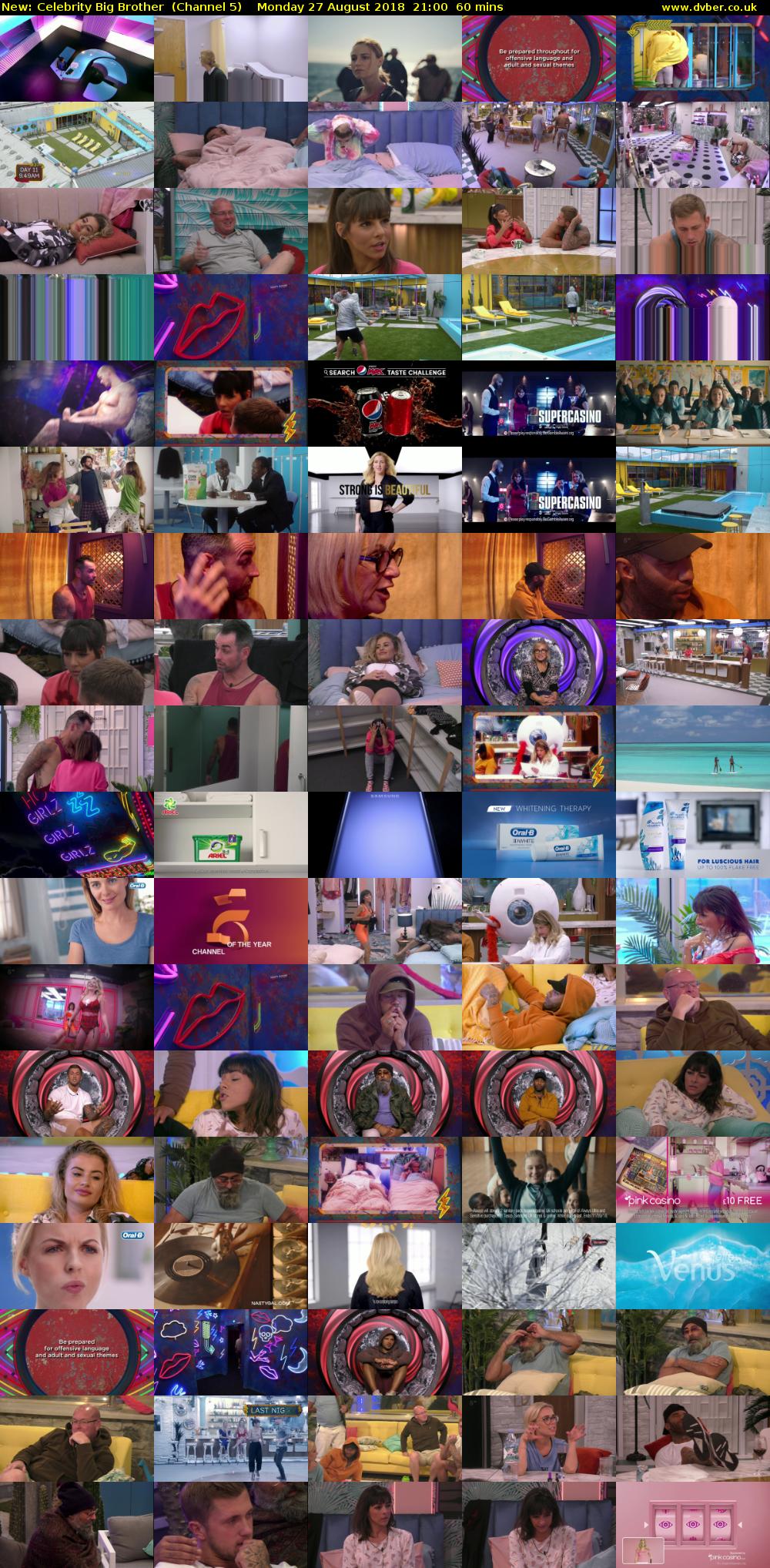 Celebrity Big Brother (Channel 5) Monday 27 August 2018 21:00 - 22:00