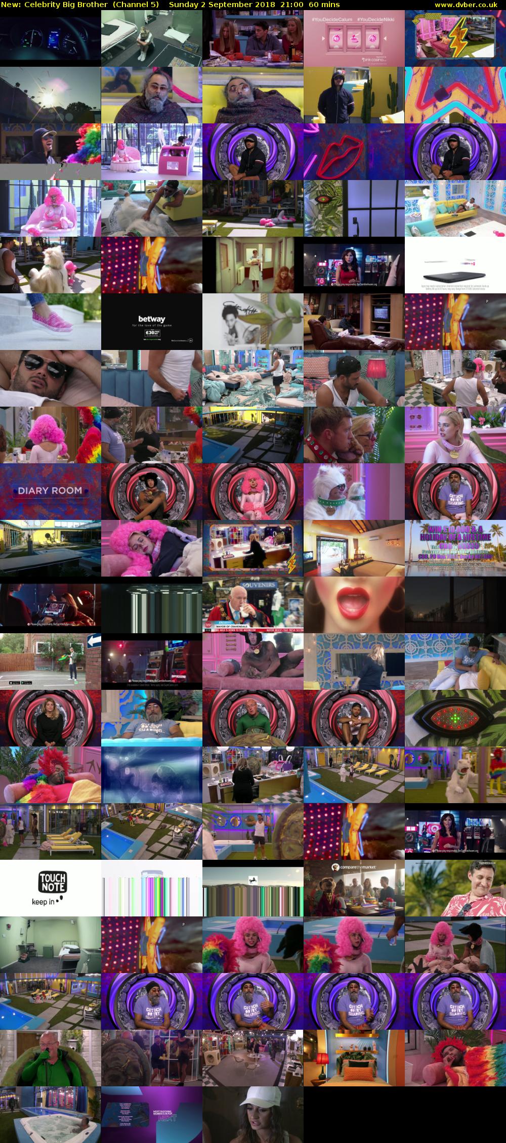 Celebrity Big Brother (Channel 5) Sunday 2 September 2018 21:00 - 22:00
