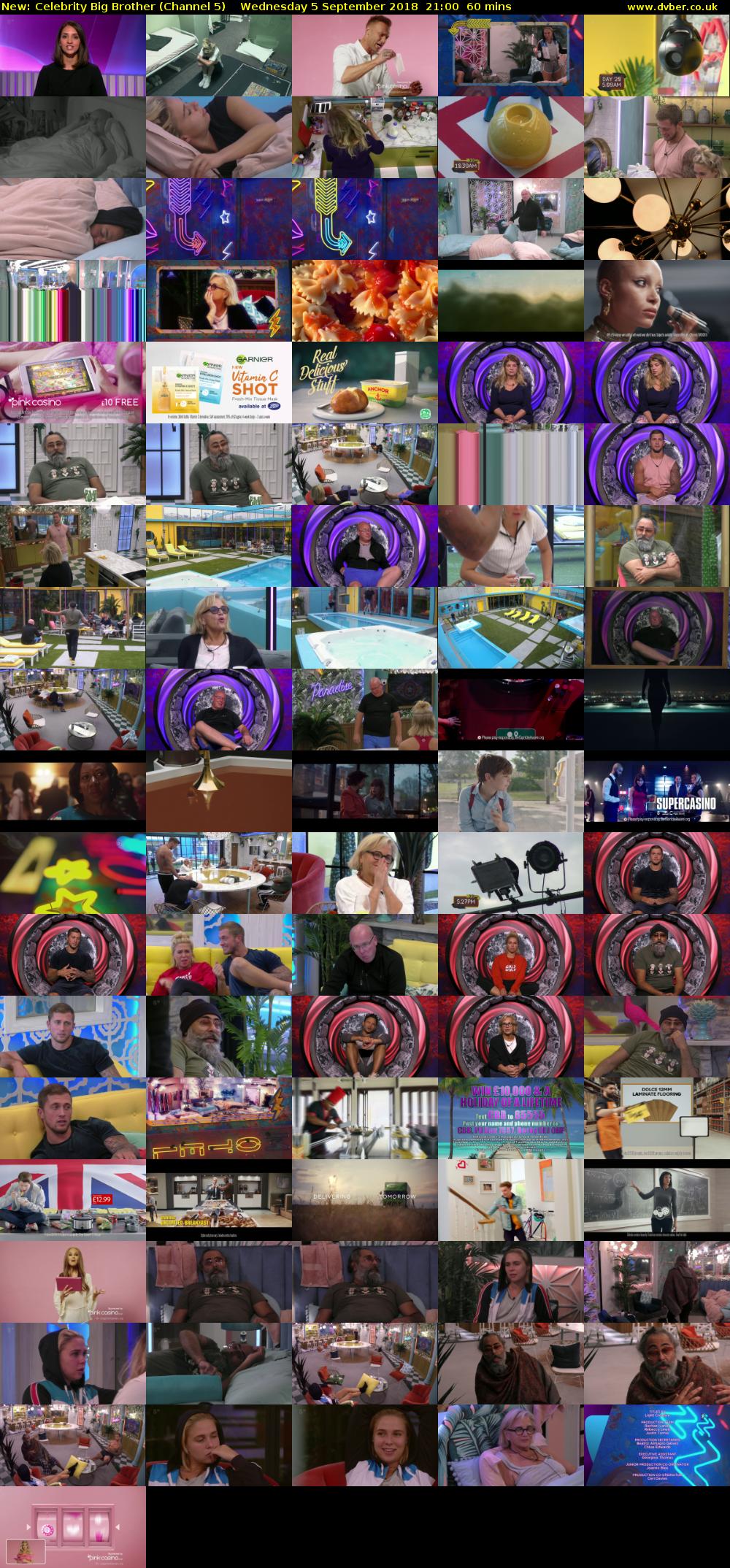 Celebrity Big Brother (Channel 5) Wednesday 5 September 2018 21:00 - 22:00
