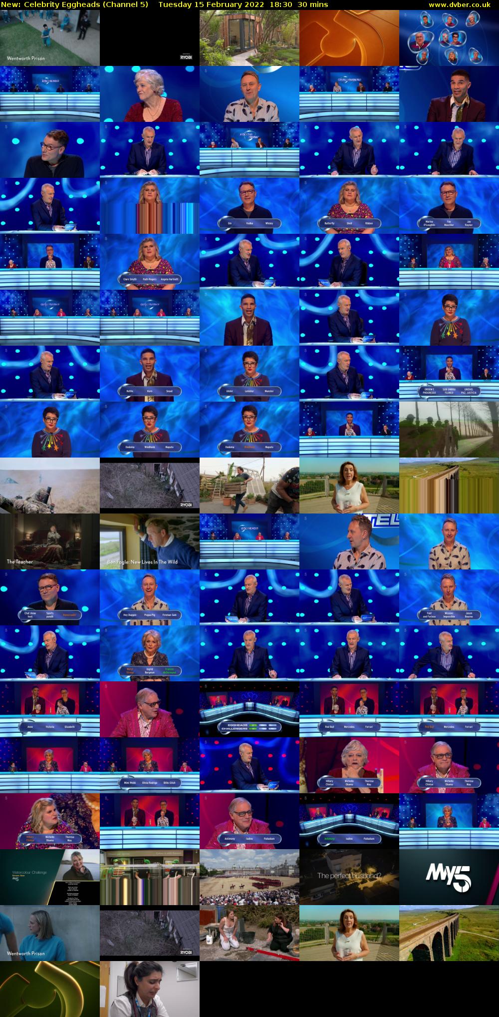 Celebrity Eggheads (Channel 5) Tuesday 15 February 2022 18:30 - 19:00