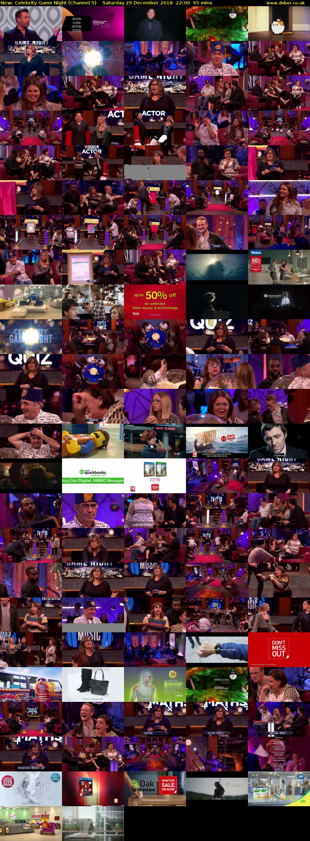 Celebrity Game Night (Channel 5) Saturday 29 December 2018 22:00 - 23:05