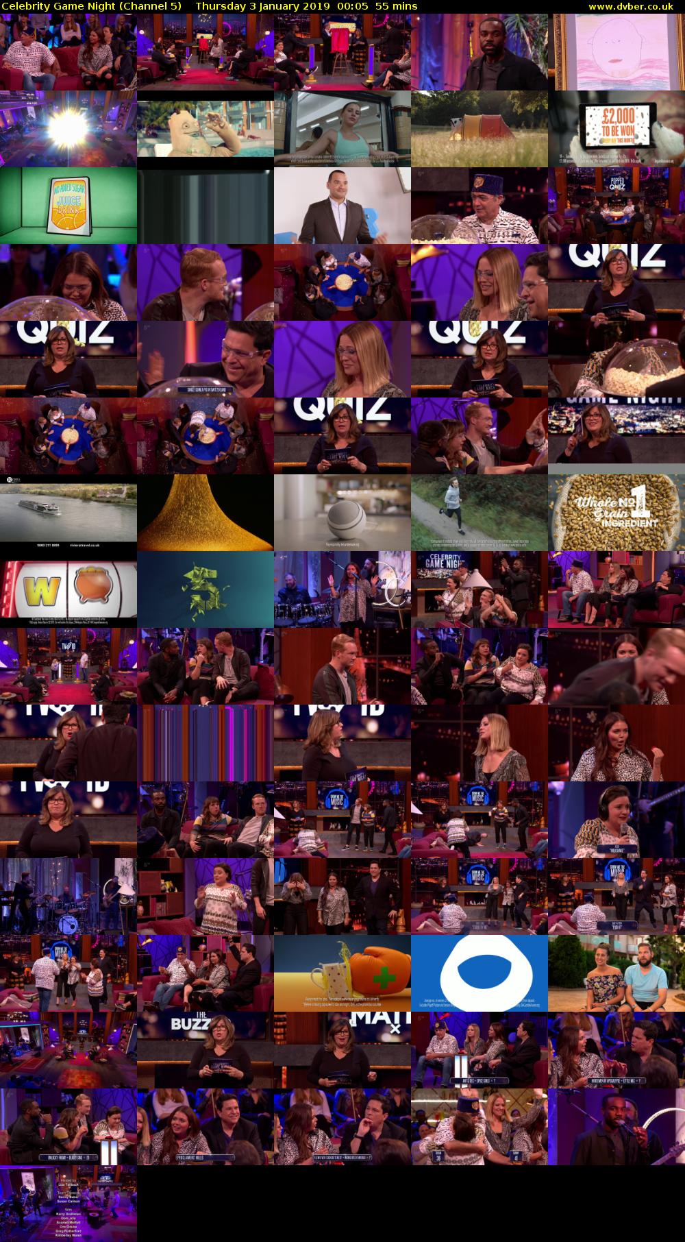 Celebrity Game Night (Channel 5) Thursday 3 January 2019 00:05 - 01:00