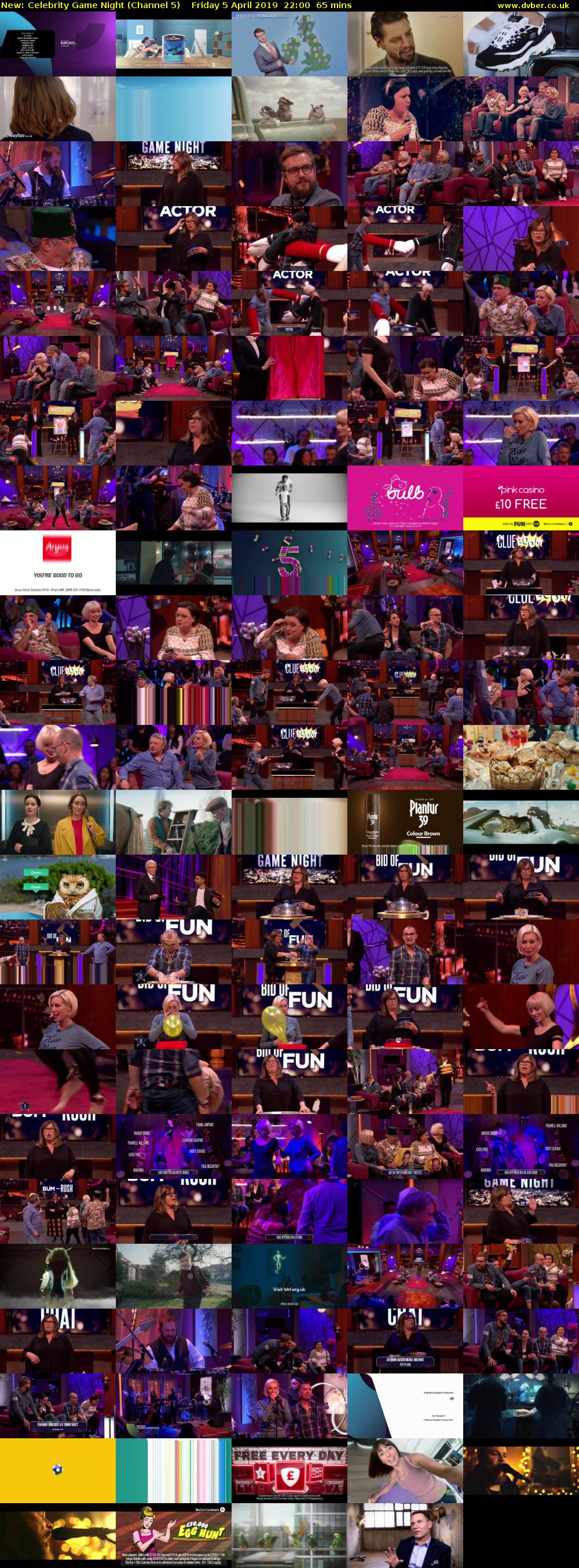 Celebrity Game Night (Channel 5) Friday 5 April 2019 22:00 - 23:05