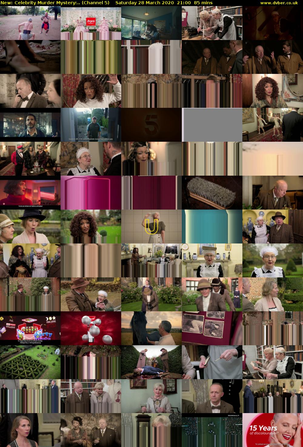 Celebrity Murder Mystery:.. (Channel 5) Saturday 28 March 2020 21:00 - 22:25