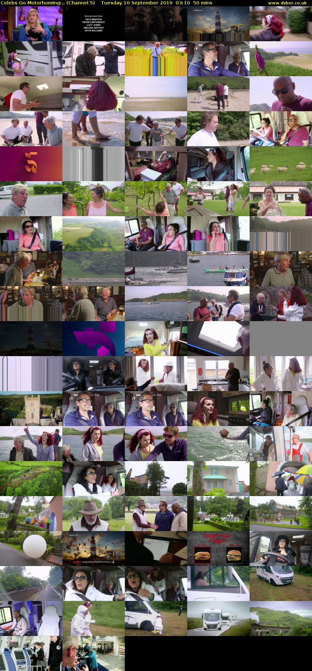 Celebs Go Motorhoming:.. (Channel 5) Tuesday 10 September 2019 03:10 - 04:00