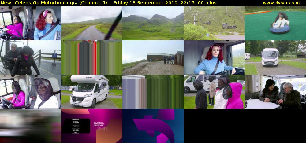 Celebs Go Motorhoming:.. (Channel 5) Friday 13 September 2019 22:15 - 23:15