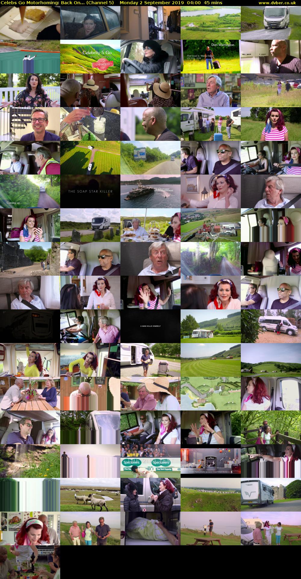 Celebs Go Motorhoming: Back On... (Channel 5) Monday 2 September 2019 04:00 - 04:45