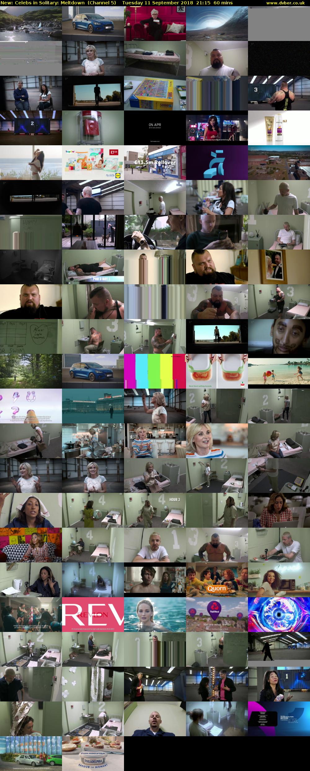 Celebs in Solitary: Meltdown (Channel 5) Tuesday 11 September 2018 21:15 - 22:15