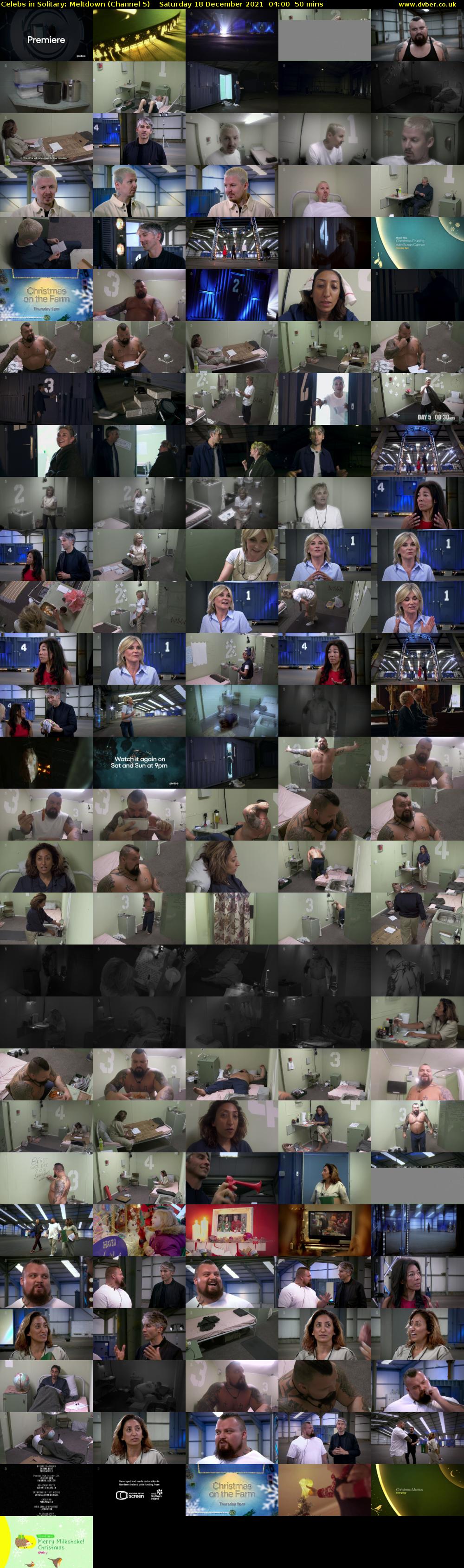 Celebs in Solitary: Meltdown (Channel 5) Saturday 18 December 2021 04:00 - 04:50