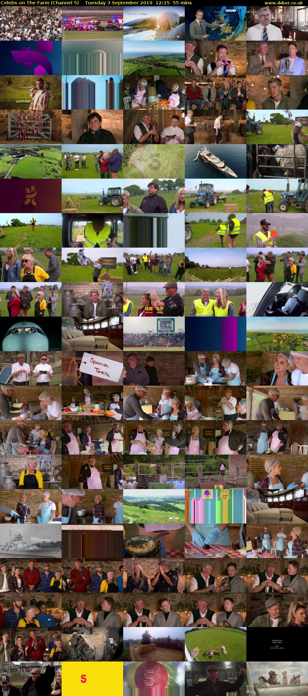 Celebs on The Farm (Channel 5) Tuesday 3 September 2019 12:15 - 13:10